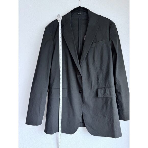 NWT Theory Women's Rolled Sleeve Better Linen Single Breasted Blazer in Black 0 - Picture 13 of 16